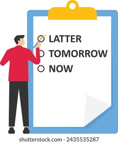 Delay concept. delaying work or activities, Characters are lazy to put or delay documents. Unfavorable timing, do it later. Flat vector illustration