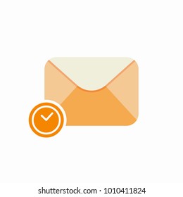 Delay Email Envelope Mail Message Time Icon. Vector Flat Illustration