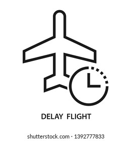 Delay flight icon. Simple line icon. Isolate on white background.