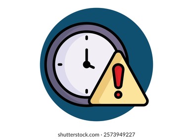 Delay icon. colored outline icon style. clock with exclamation mark. icon related to time and date. time elements vector illustration