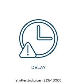 Delay Icon. Thin Linear Delay Outline Icon Isolated On White Background. Line Vector Delay Sign, Symbol For Web And Mobile