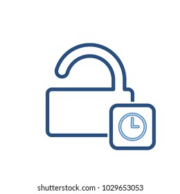 Delay lock padlock password protection secure time icon. Vector illustration