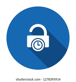 Delay lock padlock password protection secure time icon. Vector illustration