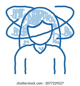 Verzögerung in Menstruation Sketch Symbol Vektorgrafik. Handgezeichnete blaue Doodline-Kunst, einzelne Symbolgrafik