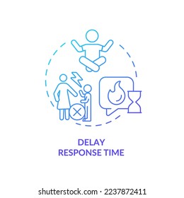 Delay response time blue gradient concept icon. Parenting. Foster emotional regulation in children abstract idea thin line illustration. Isolated outline drawing. Myriad Pro-Bold font used