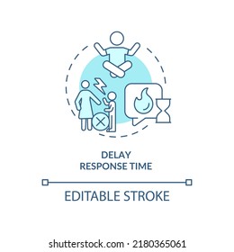 Delay response time turquoise concept icon. Foster emotional regulation in children abstract idea thin line illustration. Isolated outline drawing. Editable stroke. Arial, Myriad Pro-Bold fonts used