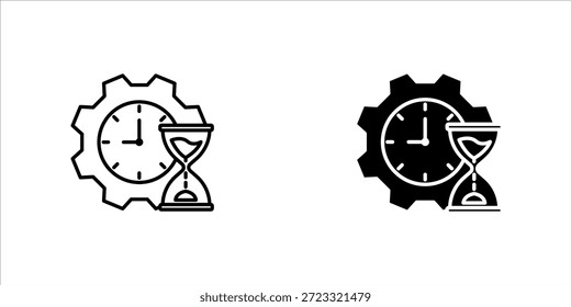 Ícone Delay Time Management define ilustração de vetor de coleção de vários estilos no plano de fundo branco
