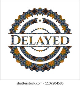 Delayed arabic badge. Arabesque decoration.