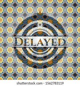 Delayed arabic badge background. Arabesque decoration.