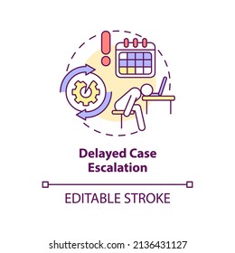 Delayed case escalation concept icon. Repeatable tasks. BPA challenges abstract idea thin line illustration. Isolated outline drawing. Editable stroke. Arial, Myriad Pro-Bold fonts used