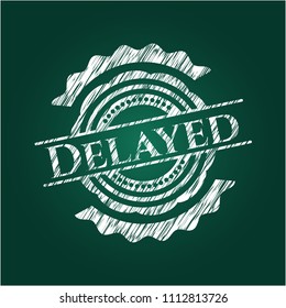  Delayed chalkboard emblem on black board