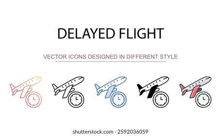 Delayed Flight icon design with white background stock illustration