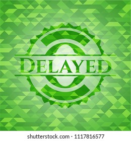 Delayed green emblem with mosaic background