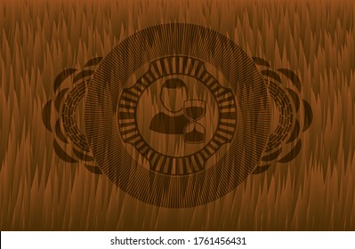 delayed icon inside Brown fur badge. Animal exquisite background. Illustration. 