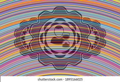 icono retrasado dentro del emblema colorido. Lujosos antecedentes. Ilustración vectorial. 