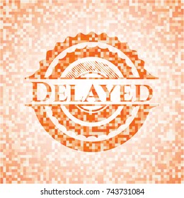 Delayed orange mosaic emblem with background