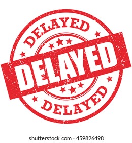 Delayed red grunge rubber stamp vector