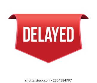 Delayed red vector banner illustration isolated on white background