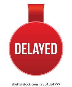 Delayed red vector banner illustration isolated on white background