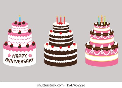 Delcious taste cake cartoon illustration flat color. Cake for birthday and anniversary with decoration cream. Sweat gift for lovely person. eps 10 compatible. no transparency. Vector graphic design