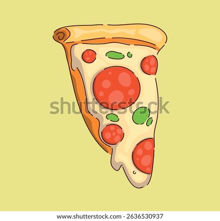 Delectable and appetizing Cartoon Pizza Slice featuring a variety of colorful toppings