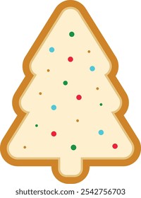 A delectable christmas tree cookie illustration, adorned with colorful sprinkles perfect for christmas decoration or holiday season 