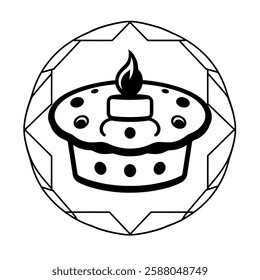 A delectable cupcake with a lit candle, a delightful treat for any celebration. Perfect for birthday parties or special occasions.