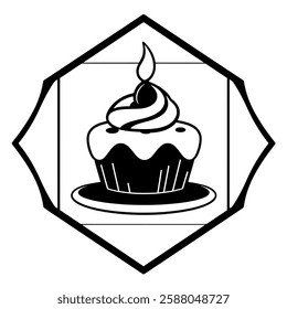 A delectable cupcake with a single lit candle, a delightful treat perfect for birthdays or any special occasion. This image is ideal for bakeries, restaurants, and food blogs.