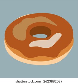 A delectable donut illustration, boasting a minimalist design and rich brown glaze.