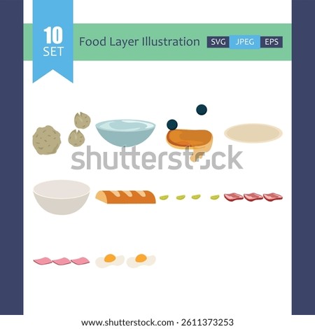 Delectable Food Layers Versatile Illustration Set for Culinary Designs