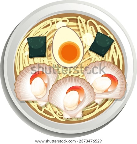 A delectable Japanese seafood dish featuring scallops and egg seaweed