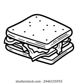 Delectable sandwich outline vector, ideal for culinary and menu projects.