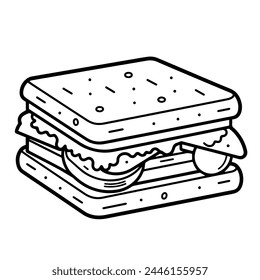 Delectable sandwich outline vector, ideal for culinary and menu projects.