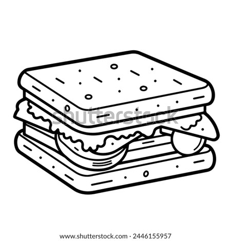 Delectable sandwich outline vector, ideal for culinary and menu projects.