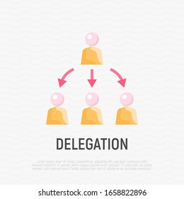 Delegate flat icon. Boss and employees. Corporate staff. Business relationship. Modern vector illustration.