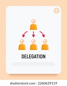 Delegate flat icon. Boss and employees. Corporate staff. Business relationship. Modern vector illustration.