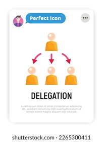 Delegate-Symbol Boss und Mitarbeiter. Unternehmenspersonal. Geschäftsbeziehung. Moderne Vektorgrafik.