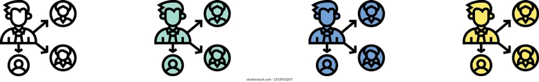 delegate icon. Outline, Green, Blue and Yellow Style Design Isolated On White Background