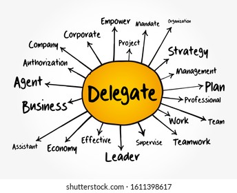 Delegate Mind Map Flowchart, Business Concept For Presentations And Reports