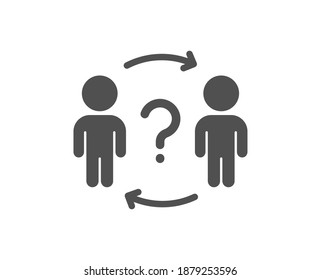 Delegate question icon. Teamwork help sign. Employee share symbol. Quality design element. Flat style delegate question icon. Editable stroke. Vector