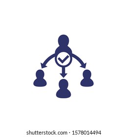 delegate, task delegation icon on white