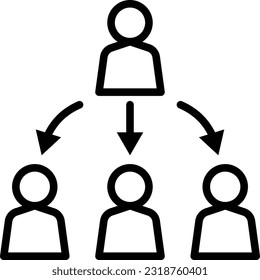 Delegate thin line icon. Boss and employees. Corporate staff. Business relationship. Modern vector illustration.
