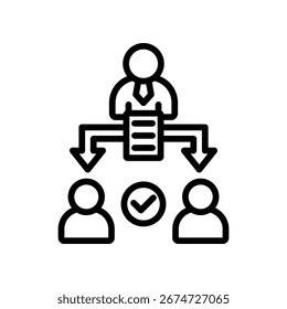 Ilustración vectorial de esquema de icono de tareas de delegación