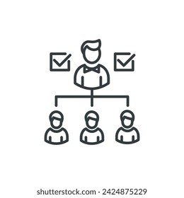 Icono de delegación de tareas, ilustración vectorial