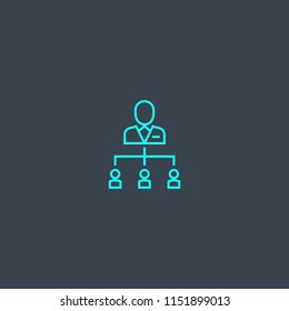 Delegation concept blue line icon. Simple thin element on dark background. Delegation concept outline symbol design from Project management set. Can be used for web and mobile UI/UX