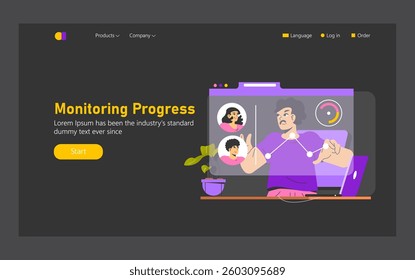 Delegation concept. Visual representation of progress monitoring within a digital workspace. Engaging interaction between team members is illustrated, emphasizing efficiency and collaboration in task