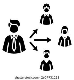 Delegation icon Black Filled style.