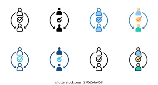 Conjunto de iconos de delegación Ilustración vectorial de colección de estilos múltiples 
