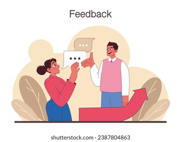 Delegation. Task assignment and control. Leader or manager transferring a task to a responsible employee. Effective business management. Flat vector illustration