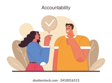 Delegation. Task assignment and control. Leader or manager transferring a task to a responsible employee. Effective business management. Flat vector illustration